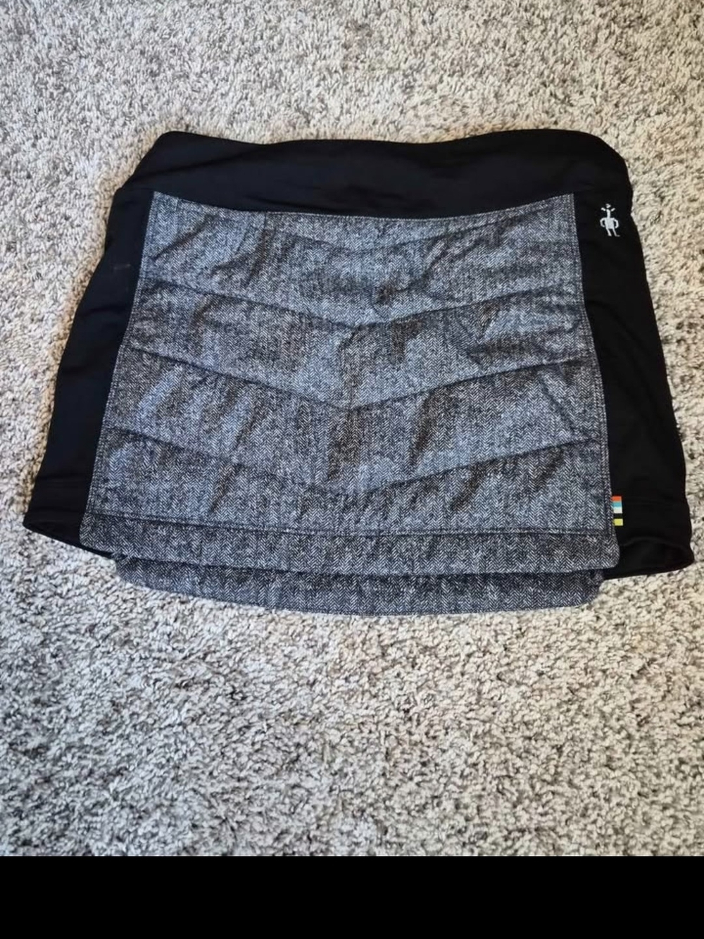 Smartwool Black Mini Skirt with Quilted Gray Front And Back Panels